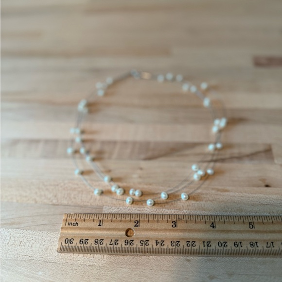 White Pearl Illusion Necklace - Picture 3 of 3